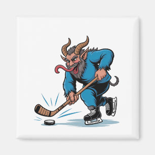Spooky Krampus Eishockey Weihnachten spielen Magnet