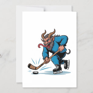 Spooky Krampus Eishockey Weihnachten spielen Magneteinladung