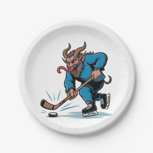 Spooky Krampus Eishockey Weihnachten spielen Pappteller