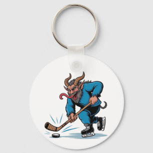 Spooky Krampus Eishockey Weihnachten spielen Schlüsselanhänger