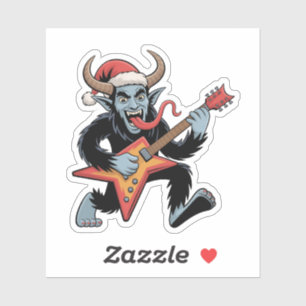 Spooky Krampus Gitarre Electric Rock Weihnachten Aufkleber