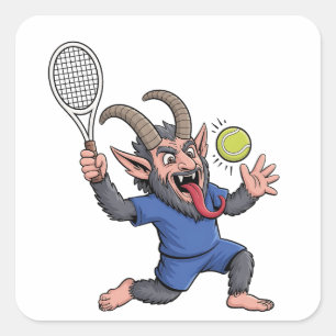 Spooky Krampus Tennis Weihnachten Quadratischer Aufkleber