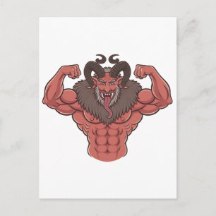 Spooky Krampus Weihnachten Flexing Muscle Fitness Einladungspostkarte