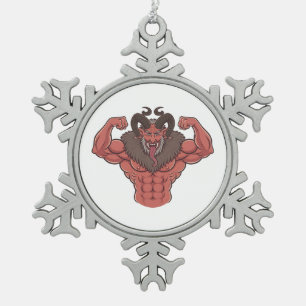 Spooky Krampus Weihnachten Flexing Muscle Fitness Schneeflocken Zinn-Ornament