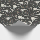 Spooky Kuh Skull & Night Blooming Bloral Geschenkpapier (Ecke)