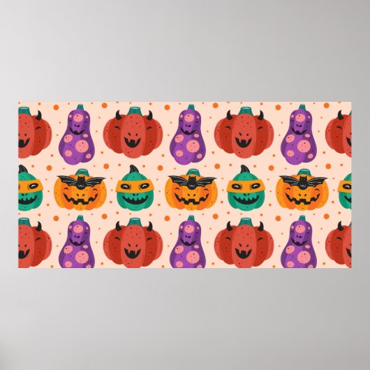 Spooky Kürbis in beängstigende Kostüme. Happy Hall Poster (Vorne)