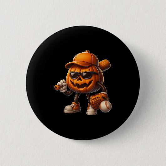 Spooky Kürbislaterne Baseball Halloween Kostüme Button (Vorderseite)