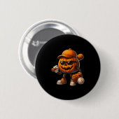 Spooky Kürbislaterne Baseball Halloween Kostüme Button (Vorne & Hinten)