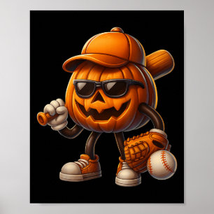 Spooky Kürbislaterne Baseball Halloween Kostüme Poster