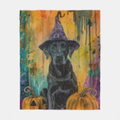 Spooky Labrador Hund Halloween Hexe und Pumpkin Fleecedecke (Vorderseite)