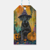 Spooky Labrador Hund Halloween Hexe und Pumpkin Geschenkanhänger (Rückseite)