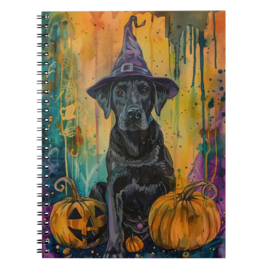 Spooky Labrador Hund Halloween Hexe und Pumpkin Notizblock (Vorderseite)