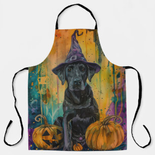 Spooky Labrador Hund Halloween Hexe und Pumpkin Schürze