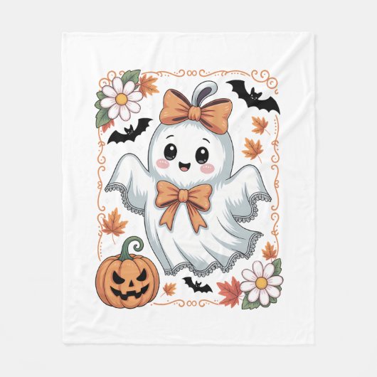 Spooky Lace Ghost Halloween Fleecedecke (Vorderseite)