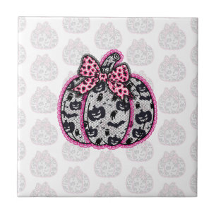 Spooky Lace Halloween Pumpkin Coquette Fliese