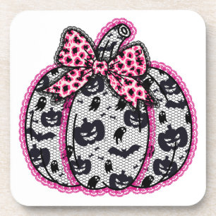 Spooky Lace Halloween Pumpkin Coquette Getränkeuntersetzer