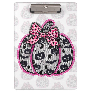 Spooky Lace Halloween Pumpkin Coquette Klemmbrett