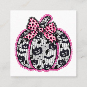 Spooky Lace Halloween Pumpkin Coquette Quadratische Visitenkarte