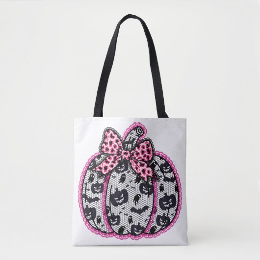 Spooky Lace Halloween Pumpkin Coquette Tasche (Vorderseite)