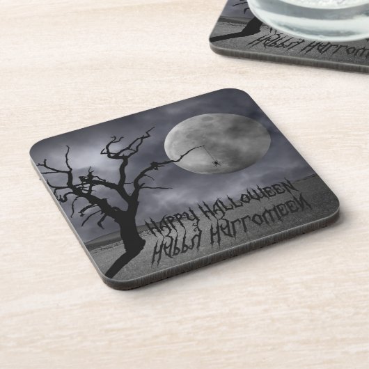 Spooky Landschaft Halloween Getränkeuntersetzer (Linke Seite)