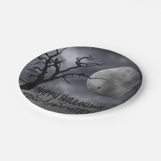 Spooky Landschaft Halloween Pappteller (Schrägansicht)