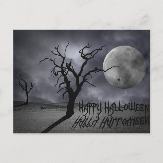 Spooky Landschaft Halloween Postkarte (Vorderseite)