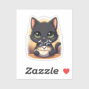 Spooky Latte Cat - Ghost Foam Coffee Sticker