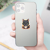 Spooky Latte Cat - Ghost Foam Coffee Sticker (Telefon)