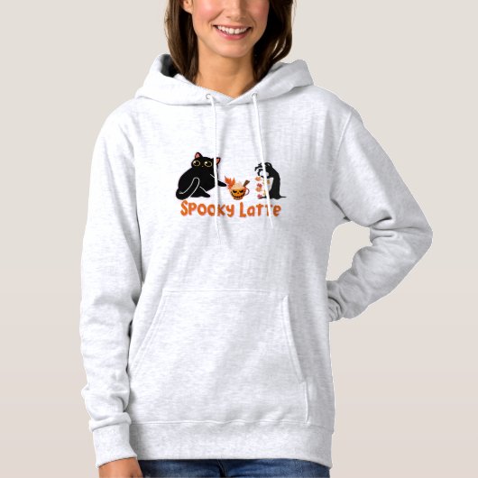 Spooky Latte Cat Hoodie (Vorderseite)