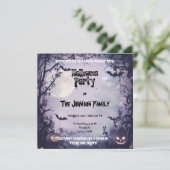 Spooky Lavender Halloween-Party - Vollmond und Fle Einladung (Stehend Vorderseite)