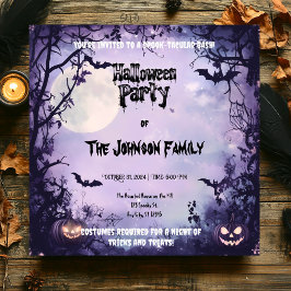Spooky Lavender Halloween-Party - Vollmond und Fle Einladung