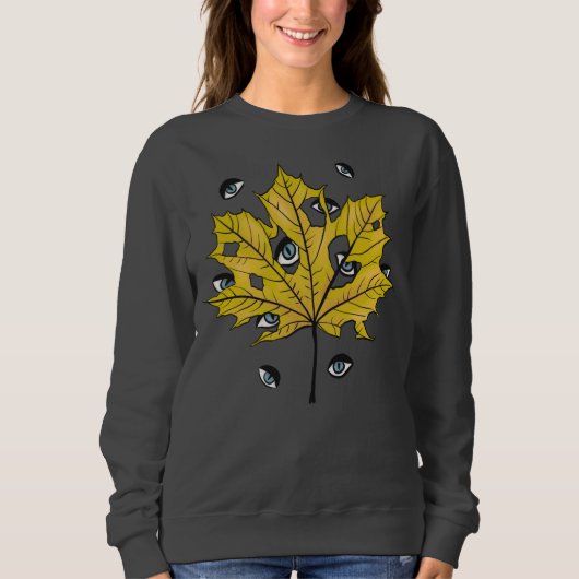 Spooky Leaf Creepy Eyes Weird Goth Sweatshirt (Vorderseite)