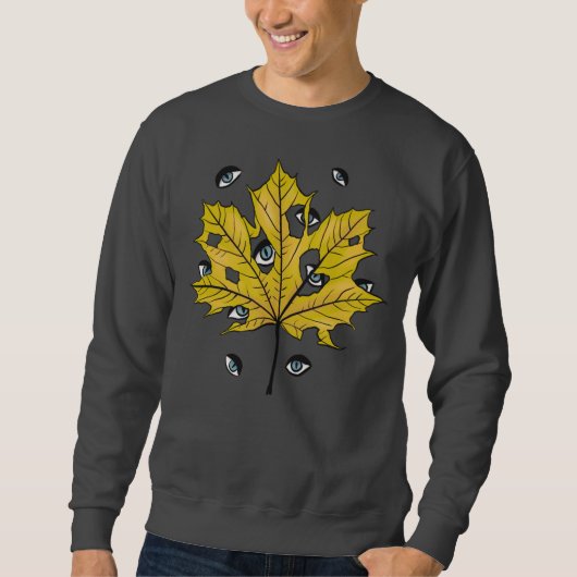 Spooky Leaf Creepy Eyes Weird Goth Sweatshirt (Vorderseite)
