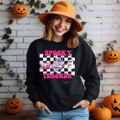 Spooky Lehrer Personalisierter Name Halloween-Gesc Sweatshirt