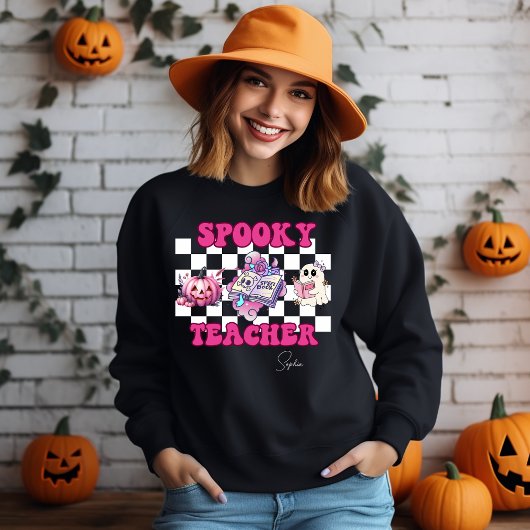 Spooky Lehrer Personalisierter Name Halloween-Gesc Sweatshirt