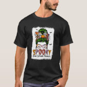 Spooky Leopard Messy Bun Skull H T-Shirt (Vorderseite)