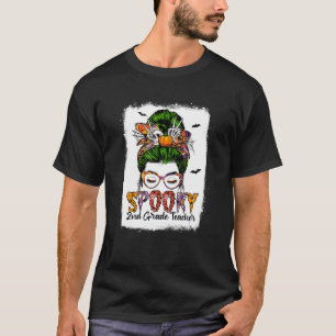 Spooky Leopard Messy Bun Skull H T-Shirt