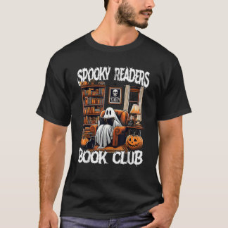 Spooky Leser Book Club Ghost Book Reading Pumpki T-Shirt