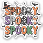 Spooky Lettering Hexenhut und Fledermäuse Hallowee Aufkleber (Vorderseite)