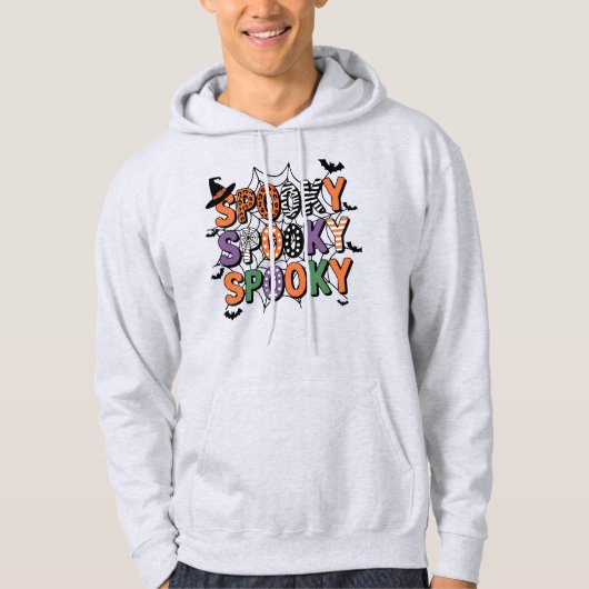 Spooky Lettering Hexenhut und Fledermäuse Hallowee Hoodie (Vorderseite)
