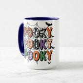 Spooky Lettering Hexenhut und Fledermäuse Hallowee Tasse (Vorderseite Links)