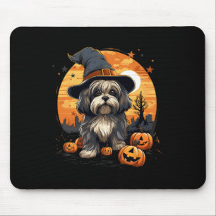 Spooky Lhasa Apso Dog Hexe Halloween Mousepad