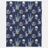 Spooky Lila Cat & Spuk House Halloween Fleecedecke (Vorderseite)