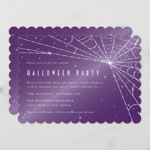 Spooky Lila Diamond Spider Web-Halloween-Party Einladung