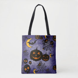 SPOOKY LILA HALLOWEEN PUMPKINS MOONS BATS TASCHE
