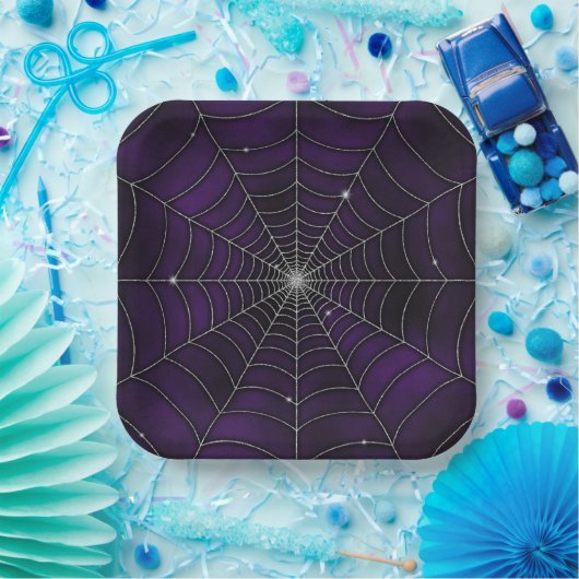 SPOOKY LILA HALLOWEEN SPIDER WEB PAPPTELLER (Party)