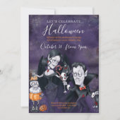 Spooky Lila und schwarze Halloween-Party Einladung (Vorderseite)