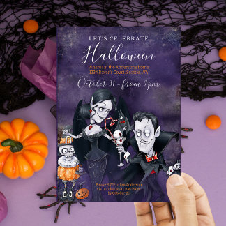 Spooky Lila und schwarze Halloween-Party Einladung