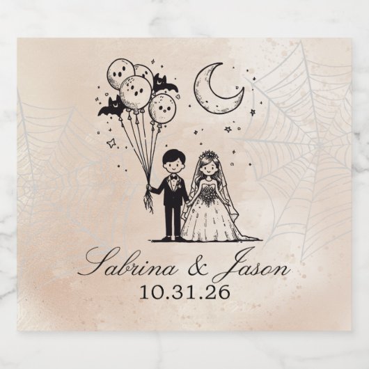 Spooky Little Couple Schaumweinetikett (Einzelnes Label)