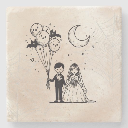 Spooky Little Couple Steinuntersetzer (Vorderseite)